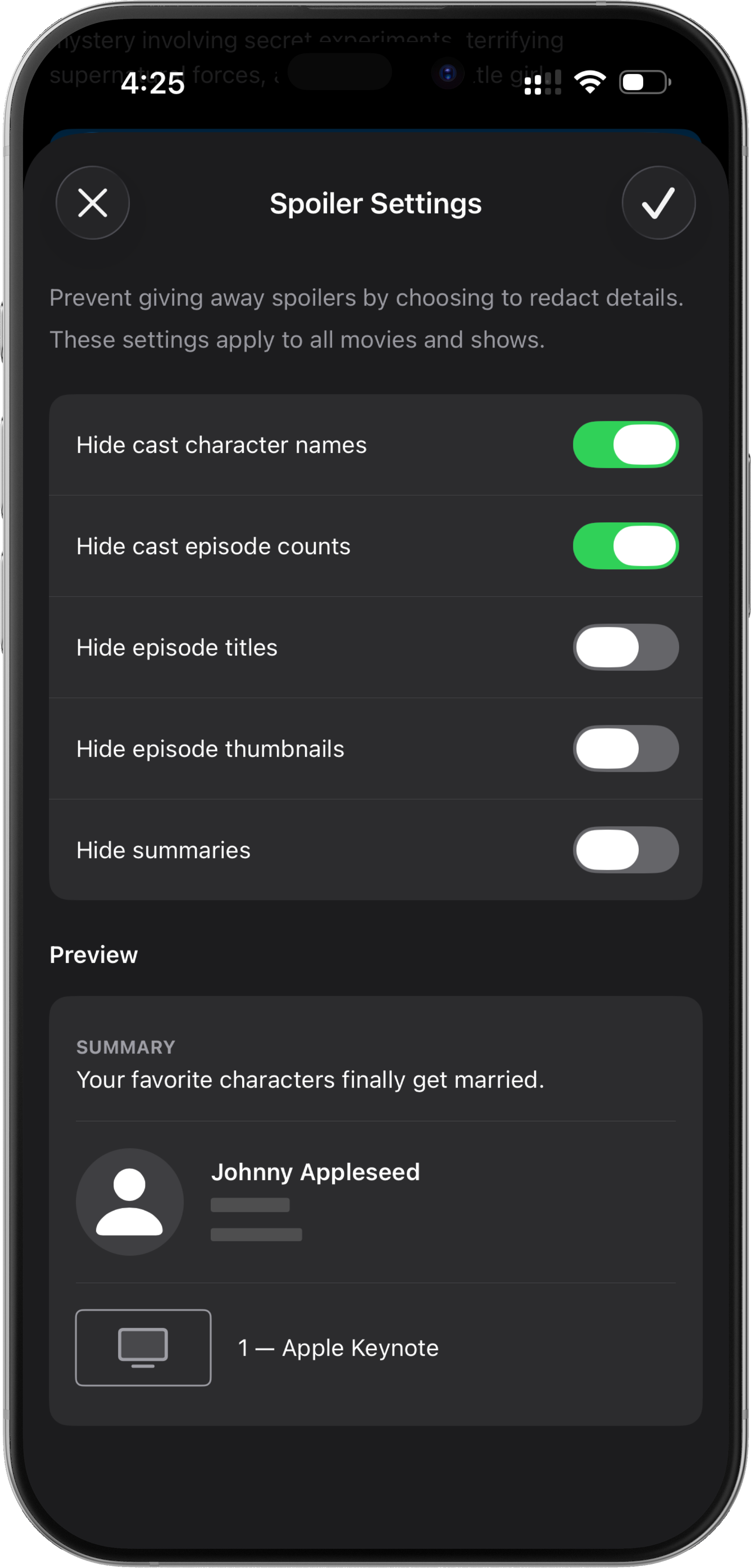 Hide Spoilers Feature